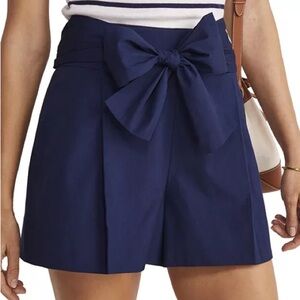 Navy Blue Women's Vineyard Vines Tie Waist Poplin Shorts